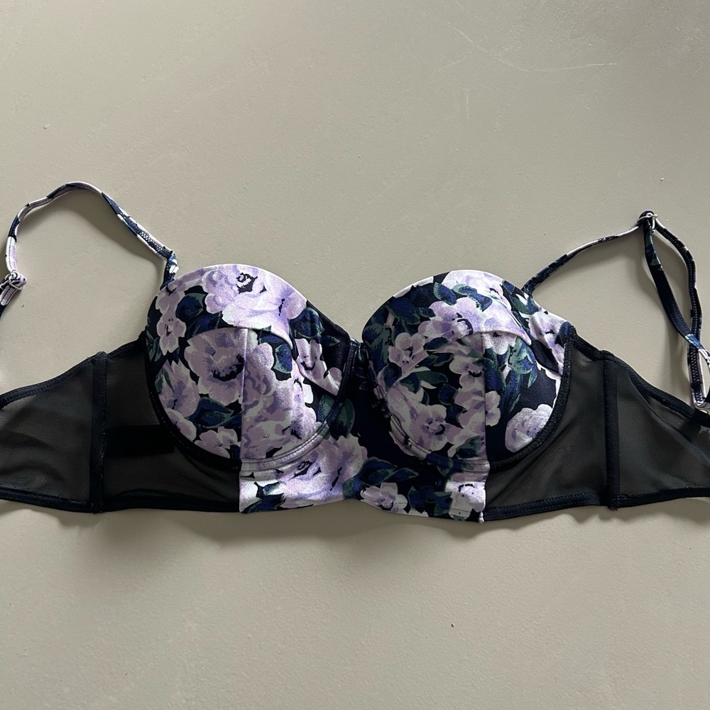 Floral longline bikini top